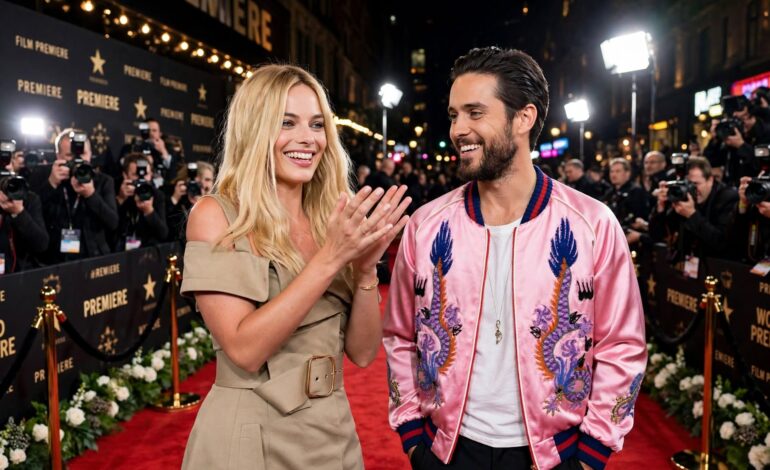 Margot Robbie kind on the red carpet Amsterdam premiere London interacting with fans